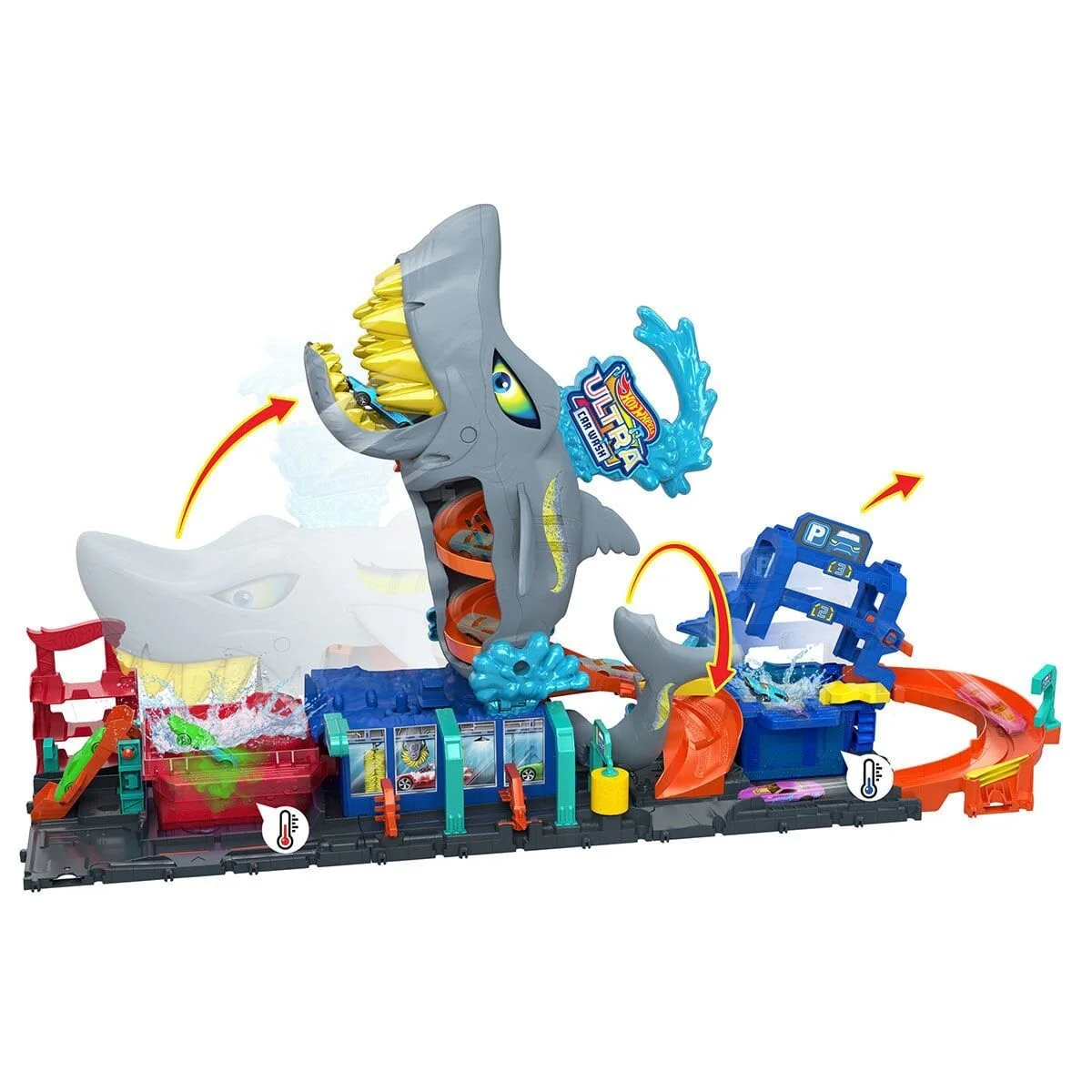 HTN82 Hot Wheels Muhteşem Köpek Balığı Araba Yıkama Oyun Seti görsel 3