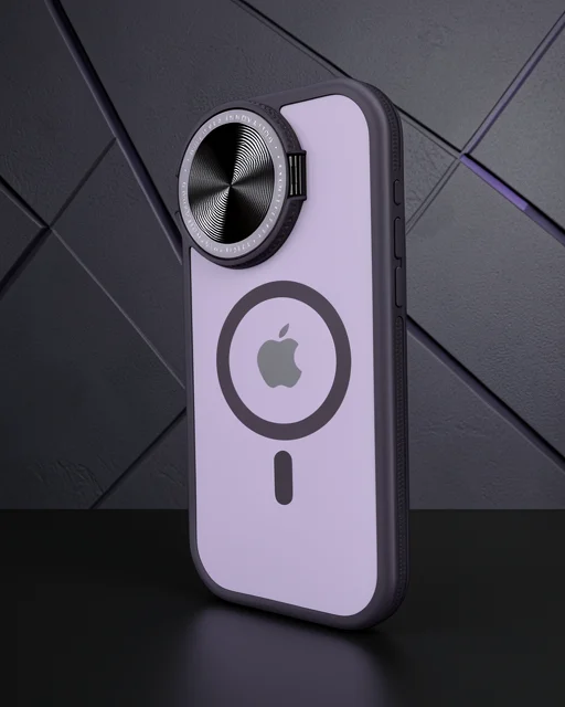 Apple İphone 14 Pro Max Kılıf Teleskop Lens Magsafe Silikon Kapak - Derin Mor