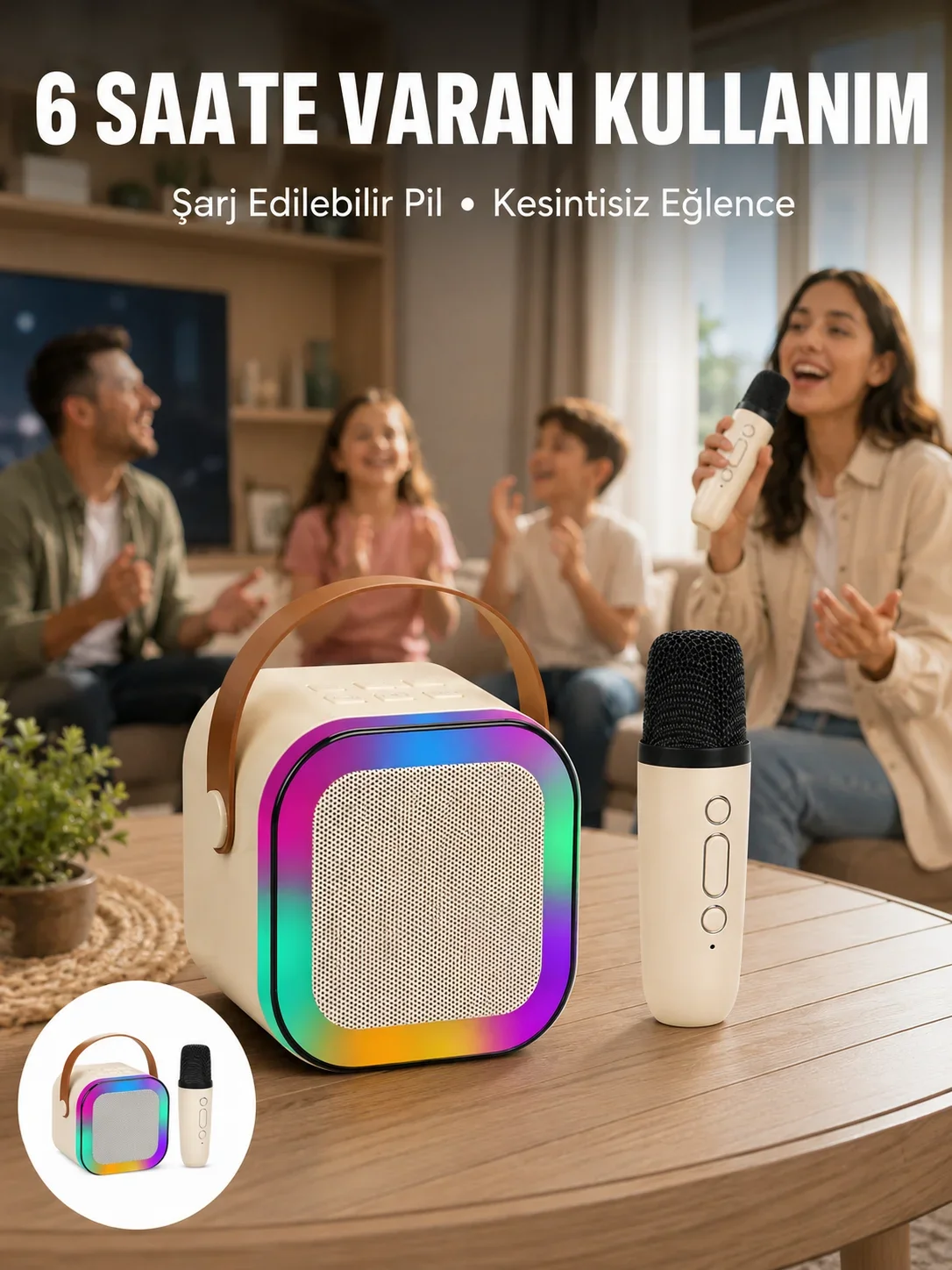 Taşınabilir Karaoke krofon Seti Bluetooth Hoparlörlü Yeni Nesil