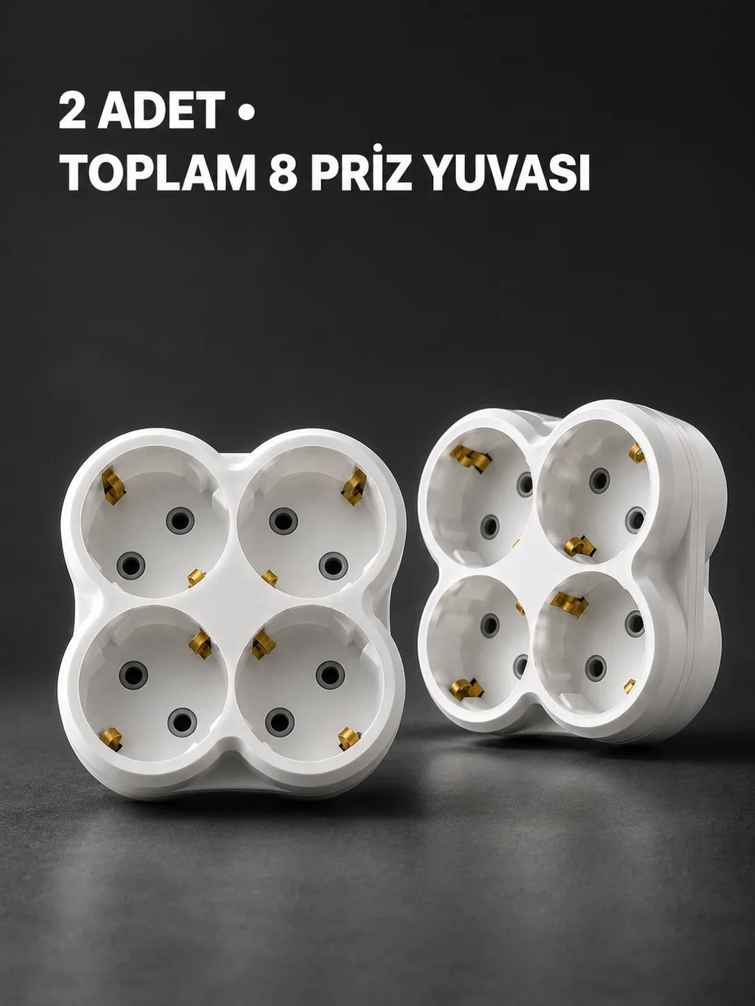 Duvar Tipi 4 Çıkışlı Priz Çoğaltıcı Kablosuz Kompakt Tasarım 2 Adet