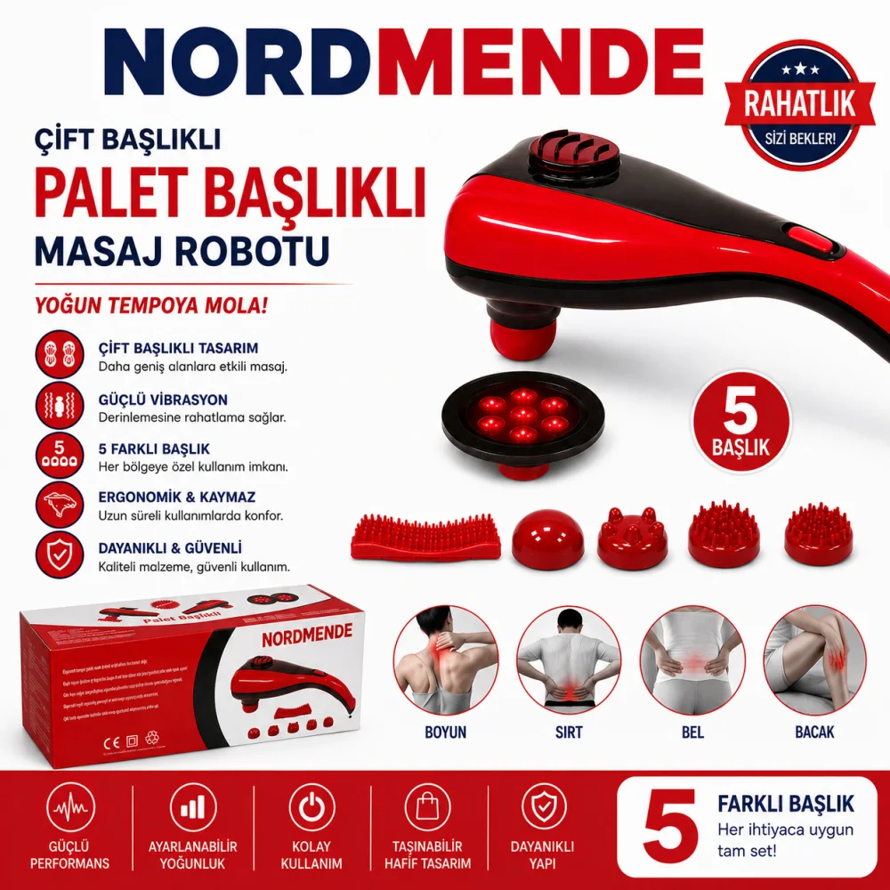 NORDMENDE Masaj Robotu Çift Başlıklı Palet Başlıklı 5 Farklı Masaj Başlığı görsel 8