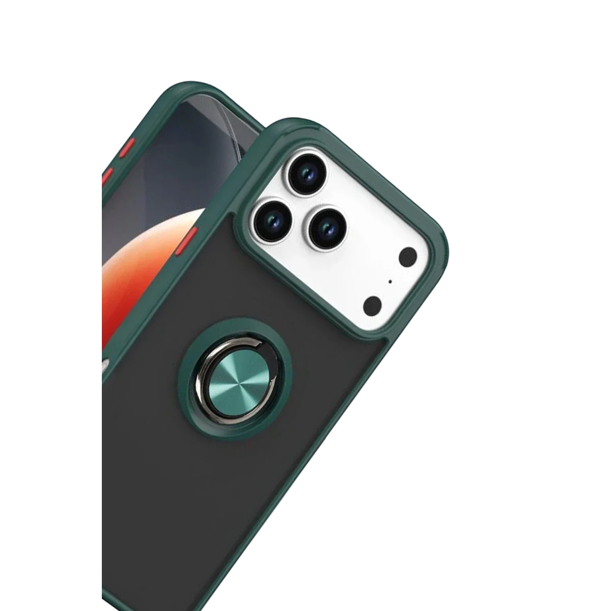 Apple iPhone 17 Pro Montreal Yüzüklü Silikon Kapak - Yeşil görsel 2