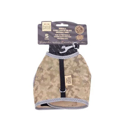 Havalı Dokuma Kedi Göğüs ve Gezdirme Tasması Small Kamuflaj 1x20-30 Cm