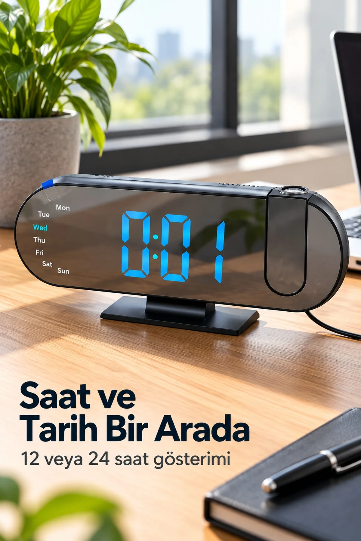 Dijital Çalar Saat Ayarlanabilir Alarm Erteleme Süresi ile görsel 2