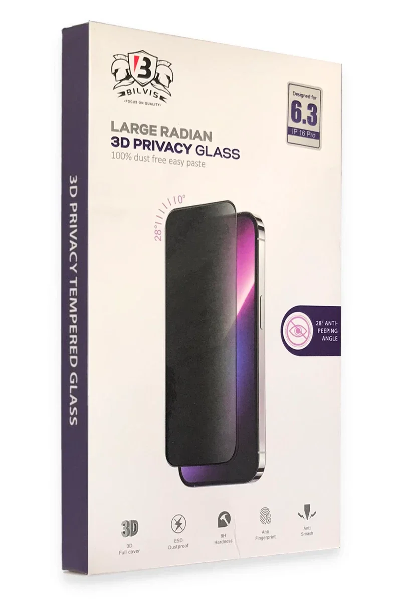Apple iPhone 16 Pro Max Bilvis 3D Radian Hayalet Cam Ekran Koruyucu