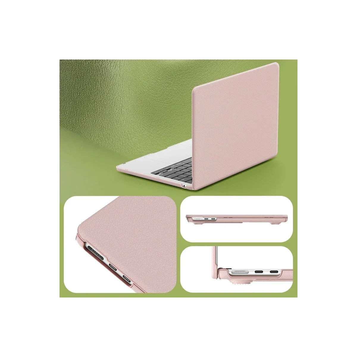 Apple Macbook Air 15 2024 Macbook Deri Kapak - Pembe görsel 3