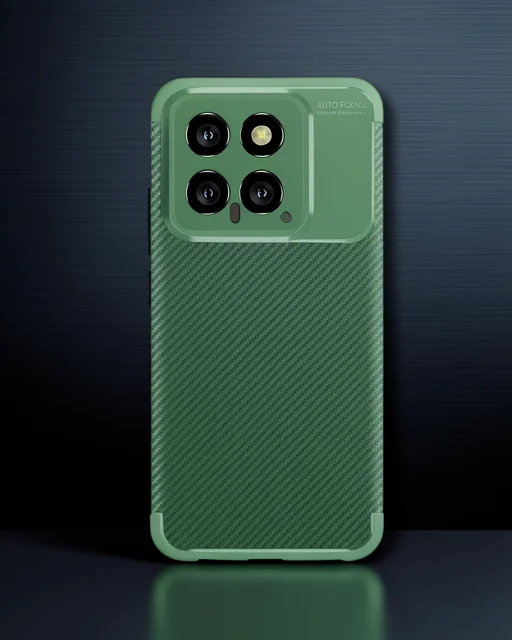 Xiaomi Mi 14t Kılıf Auto Focus Karbon Kapak - Koyu Yeşil