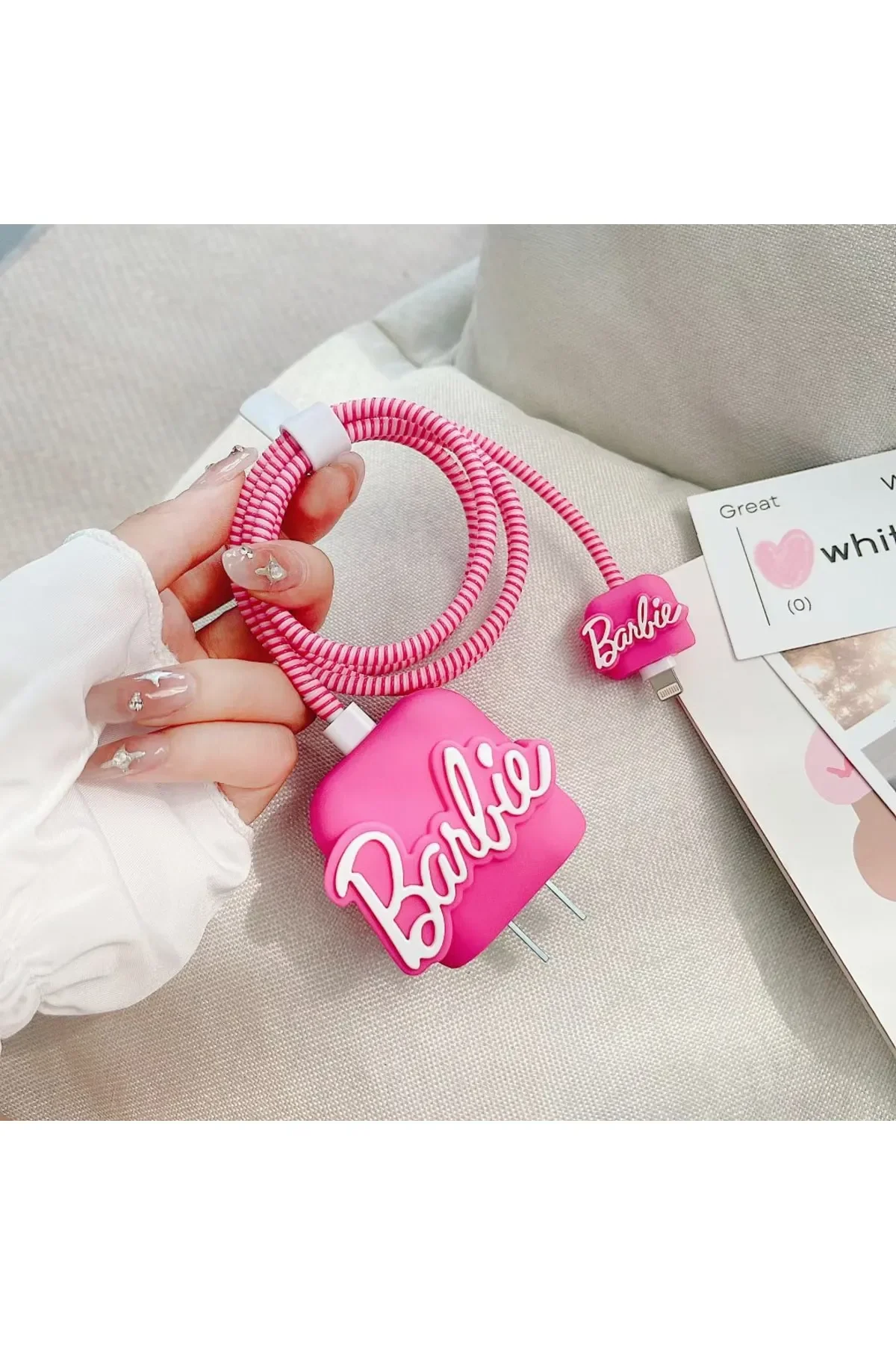 Vothoon iPhone 18W/20W Uyumlu Barbie Şarj Kılıfı, Şarj Kablosu Örme Aparatı, Toparlayıcı görsel 3