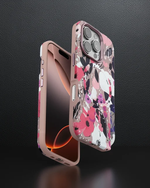 Onegif Apple İphone 16 Pro Flower Series Magsafe Kapak - Pembe