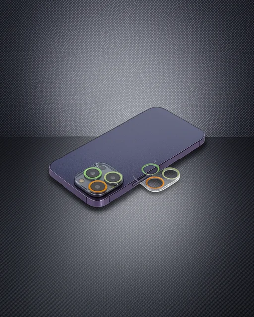 Apple İphone 12 Pro Renkli Kamera Lens Koruma Cam - Sarı-turuncu