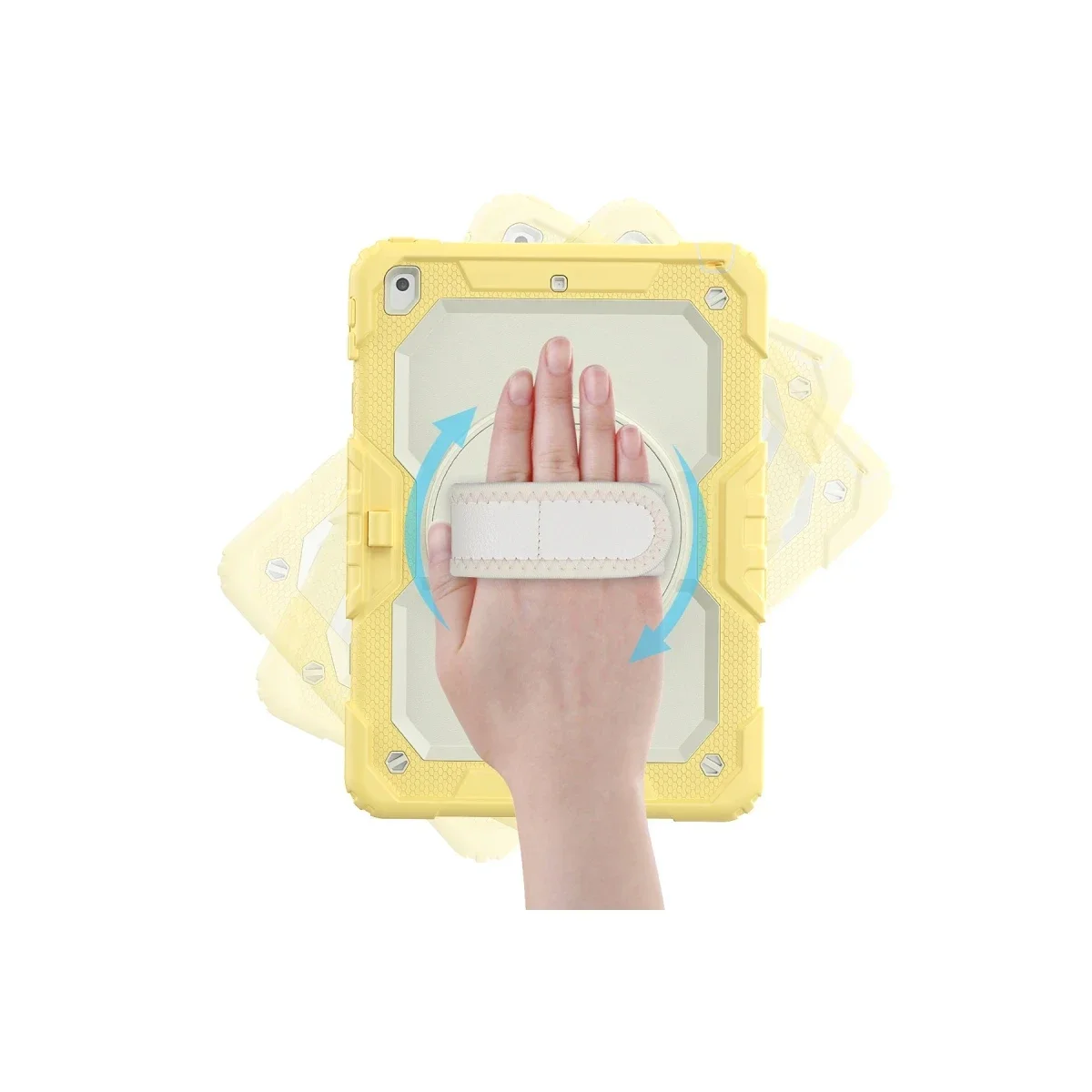Apple iPad 10.2 (7.nesil) Kılıf Strap New Tablet Kapak - Sarı görsel 3
