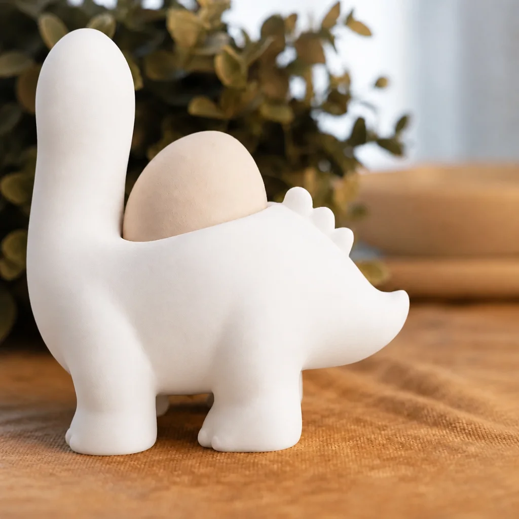 3D Baskı Dinozor Yumurtalık - Sevimli Eggosaurus Yumurta Tutucu-Beyaz görsel 2