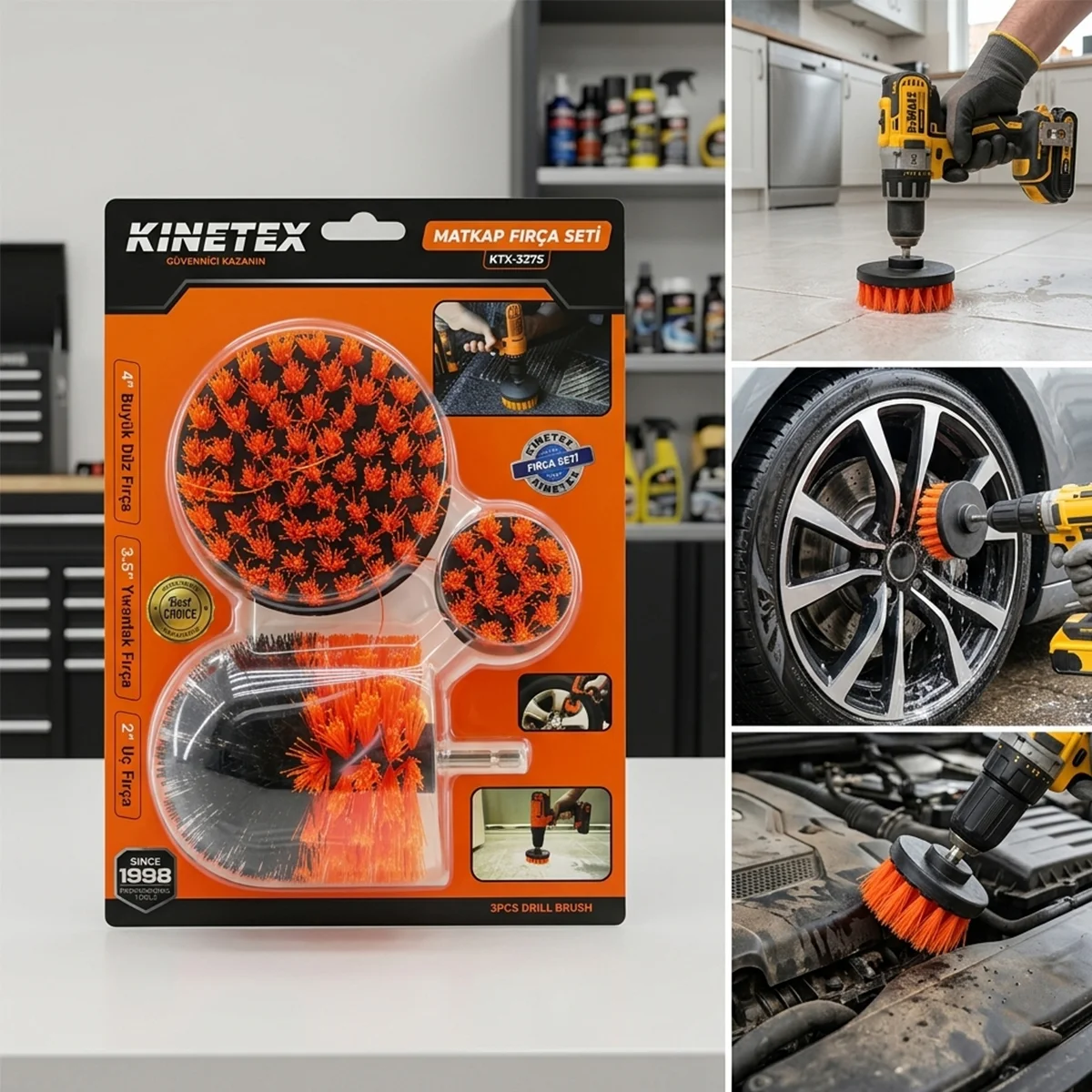 Matkap fırçası 3'lü set (4 inç, 3.5 inç, 2 inç) görsel 3