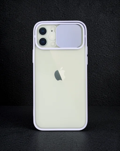 Apple İphone 12 Kılıf Palm Buzlu Kamera Sürgülü Silikon - Lila
