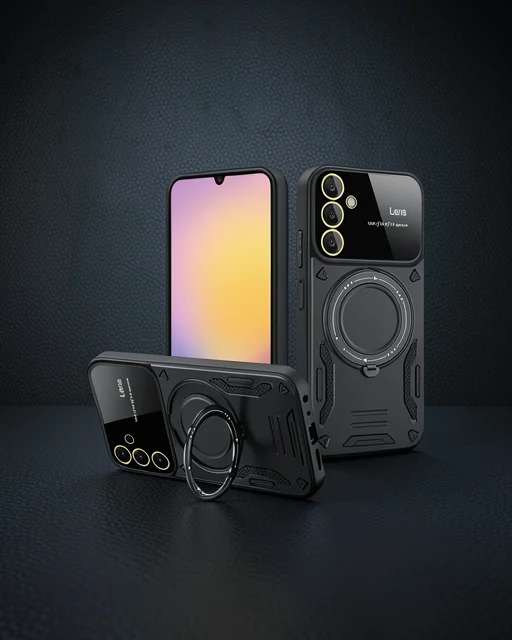 Samsung Galaxy A35 5g Kılıf Joy Lens Standlı Kapak - Siyah