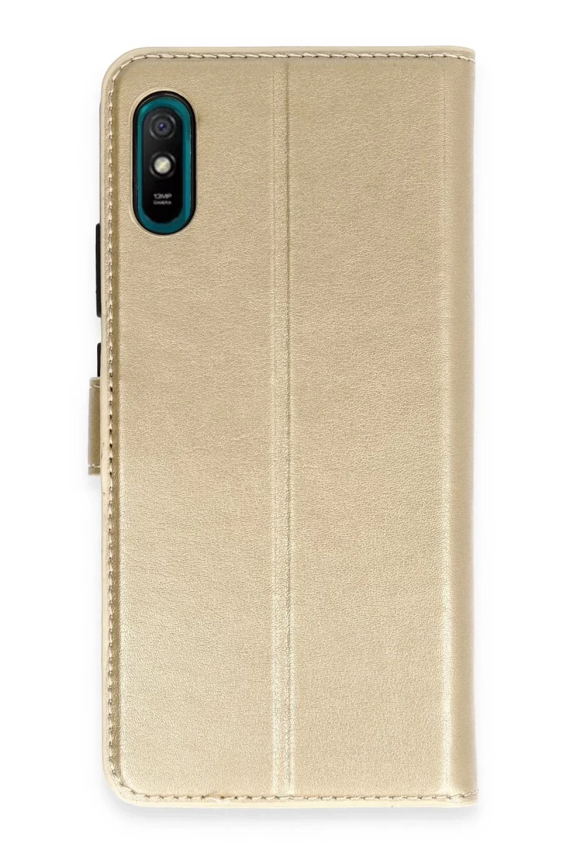 Xiaomi Redmi 9A Kılıf Trend S Plus Kapaklı Kılıf - Gold