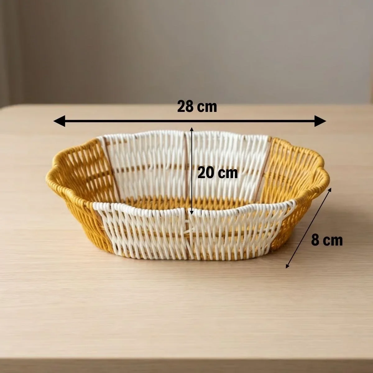 Oval Çift Renkli Plastik Rattan Ekmek ve Meyve Sepeti - Çok Amaçlı Banyo ve Mutfak Düzenleyici - Yıkanabilir Dekoratif Tezgâh Üstü Organizer görsel 5