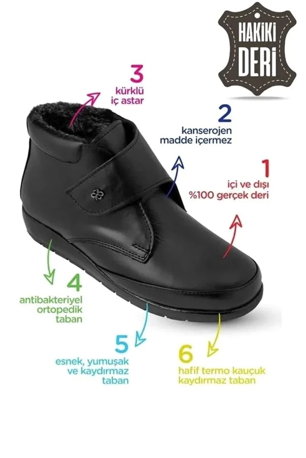 Kadın Anne Kürklü & Hakiki Bootie Bot Bot Conforlu Cilt Cırtlı İçi Deri