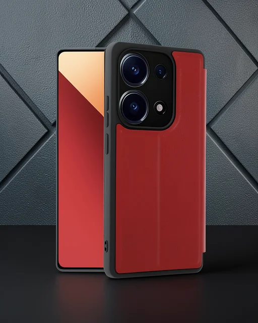 Xiaomi Redmi Note 13 Pro 4g Kılıf Flip Cover - Kırmızı