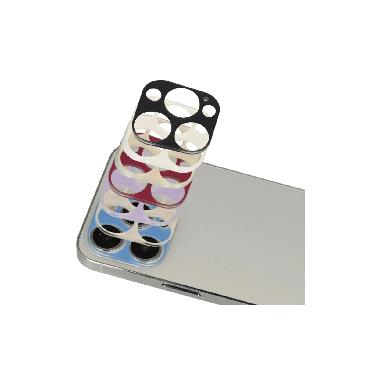 Apple İphone 13 Pro Max Rainbow Kamera Lens Koruma Cam - Koyu Kırmızı görsel 2