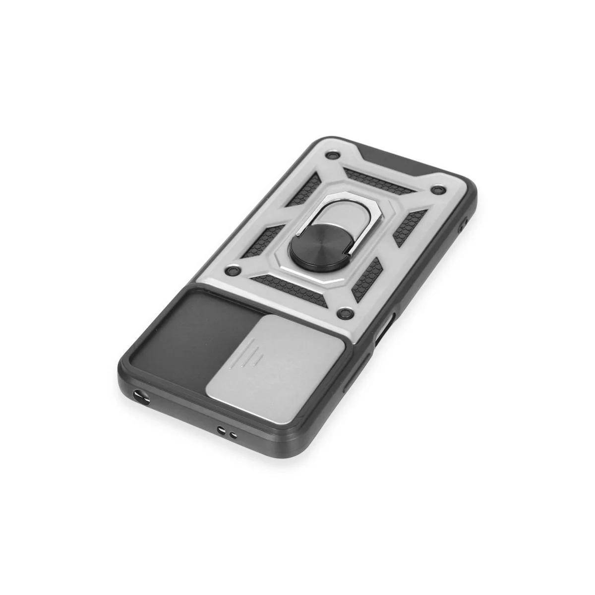 Xiao Red Note 12 5g Kılıf Pars Lens Yüzüklü Silikon - Gümüş görsel 4