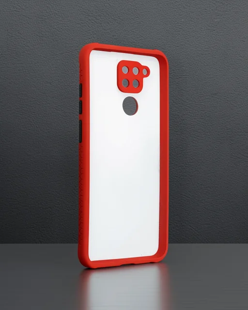 Xiaomi Redmi Note 9 Kılıf Miami Şeffaf Silikon - Kırmızı