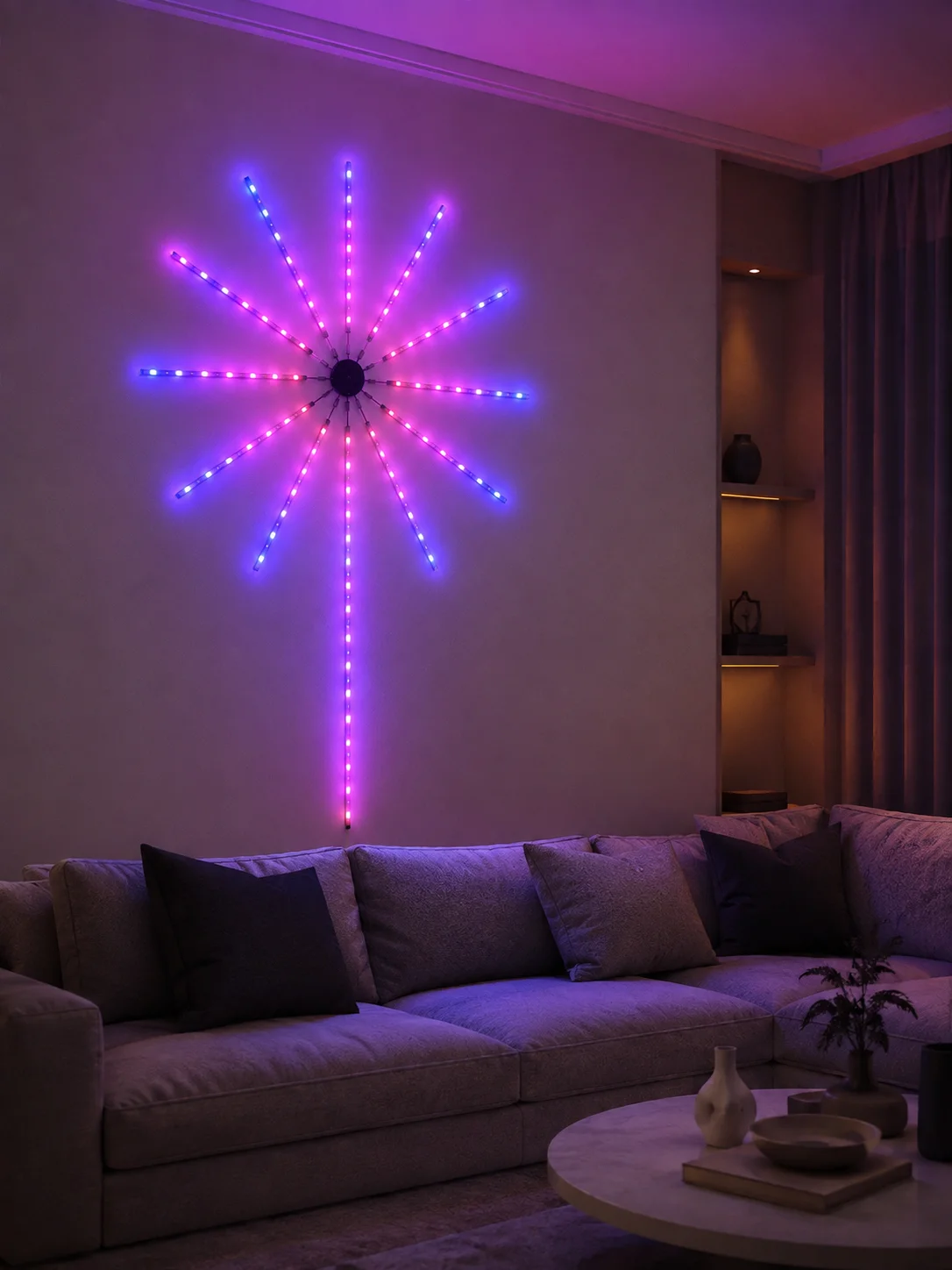 RGB LED Duvar Lambası Uzaktan Kumandalı Telefon Kontrollü Ortam Aydınlatması görsel 5