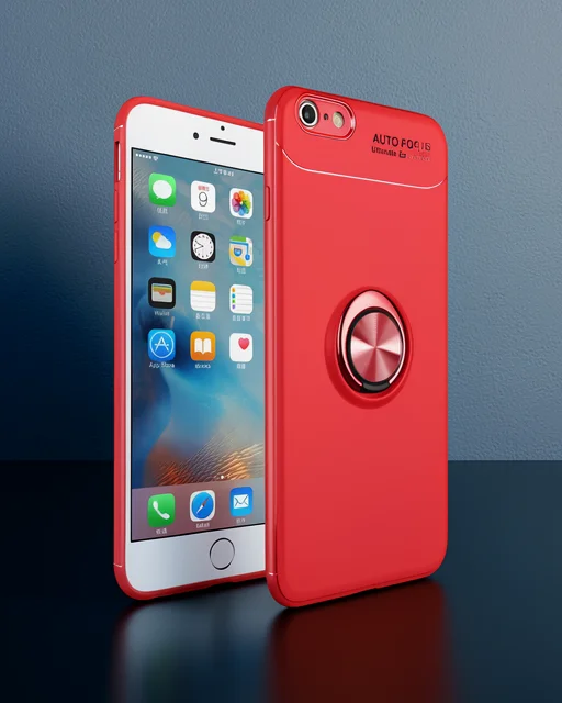 Apple İphone 6 Kılıf Range Yüzüklü Silikon - Kırmızı