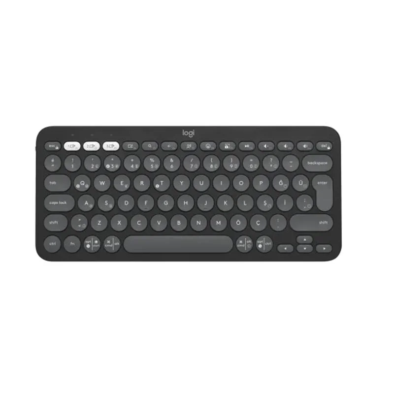 K380S Pebble Keys 2 Çoklu Cihaz Özellikli Bluetooth Türkçe Q Klavye Gri 920-011859