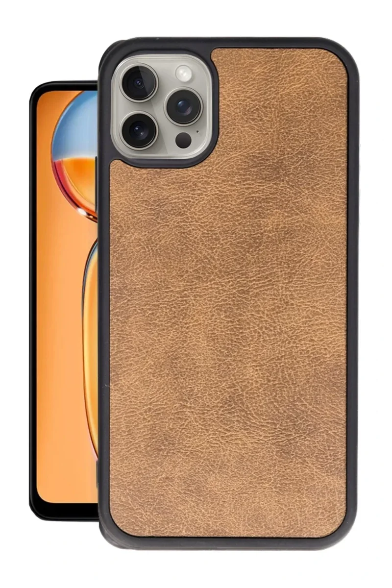 Apple iPhone 14 Pro Max Kılıf Aras Deri Kapak - Taba