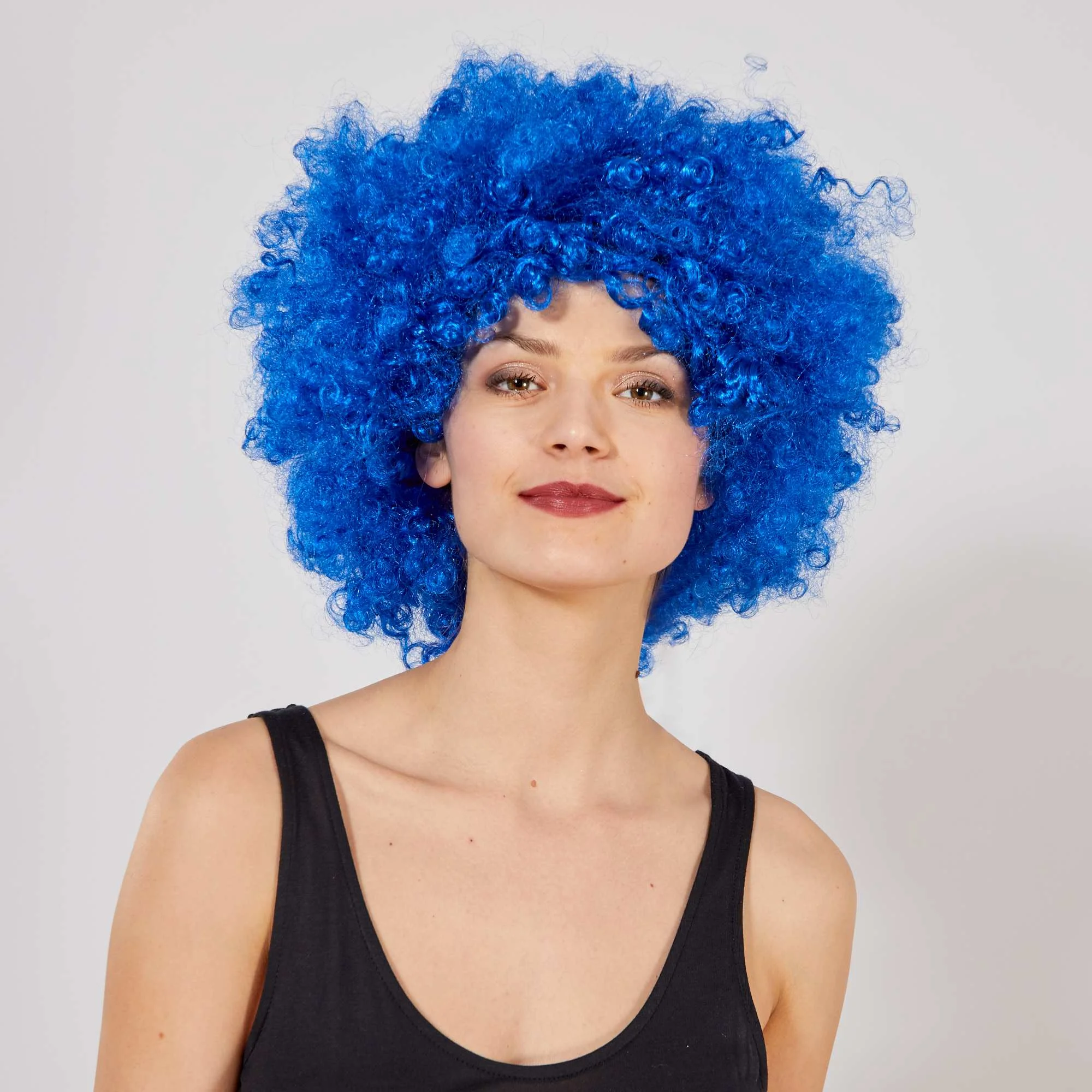 Mavi Renk Kıvırcık Afro Bonus Peruk görsel 2