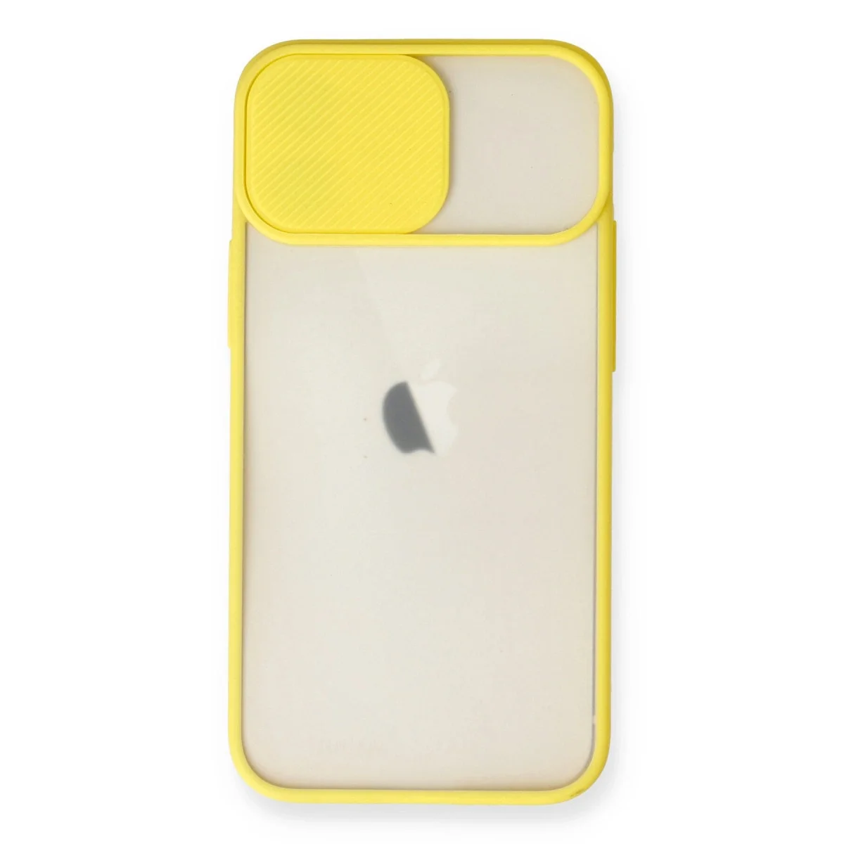 Apple İphone 11 Kılıf Palm Buzlu Kamera Sürgülü Silikon - Sarı görsel 2