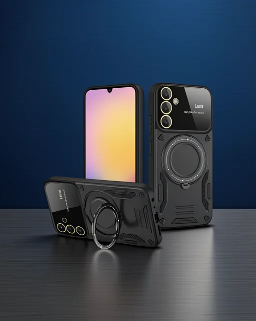 Samsung Galaxy A14 4g Kılıf Joy Lens Standlı Kapak - Siyah