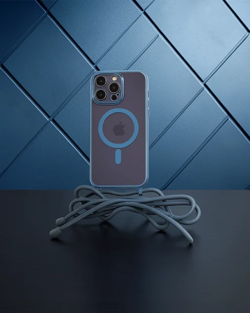 Apple İphone 12 Pro Max Kılıf Divo Lazer Askılı Magsafe Kapak - Sierra Blue