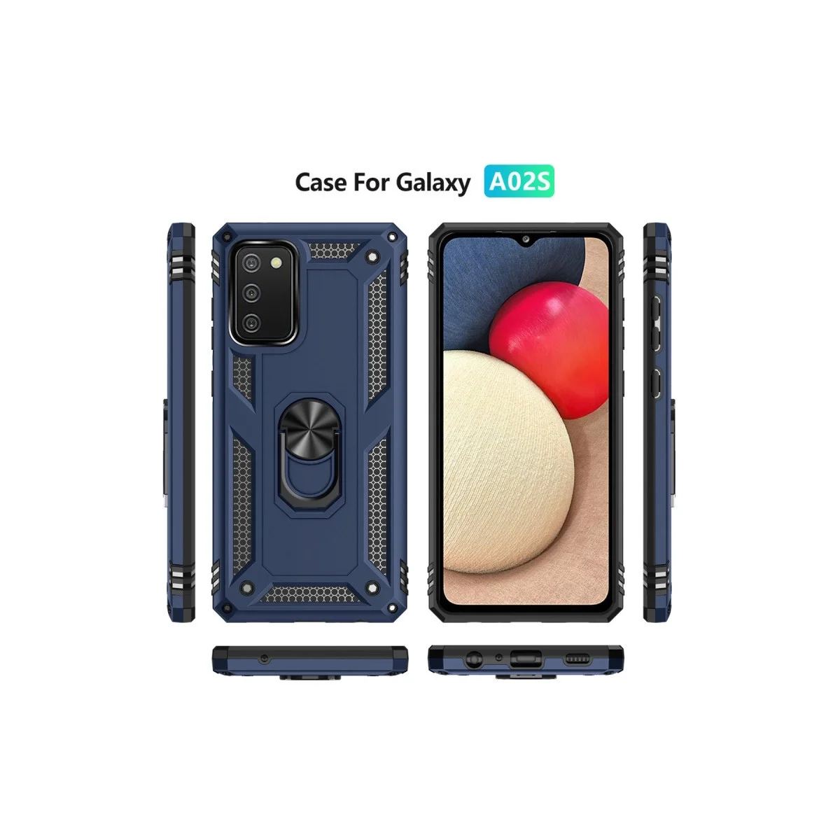 Samsung Galaxy A03s Kılıf Sofya Yüzüklü Silikon Kapak - Lacivert görsel 3