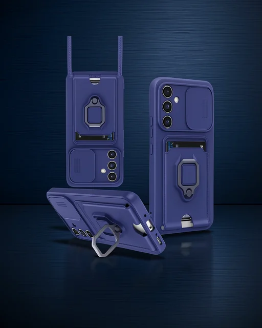 Samsung Galaxy A56 Kılıf Zuma Kartvizitli Yüzüklü Silikon - Lacivert