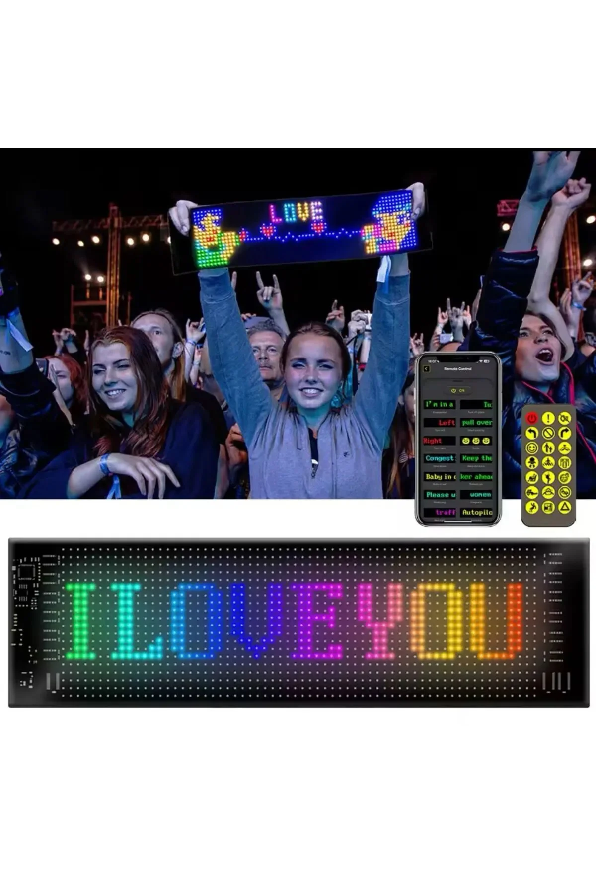 Led Panel Cama Yapışan Telefon Kontrollü Led Ekran Panel 16*64 led sayısı görsel 4