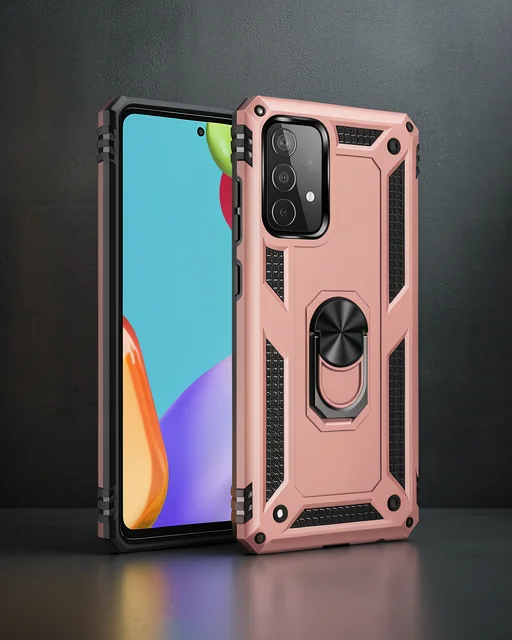 Samsung Galaxy A52 Kılıf Sofya Yüzüklü Silikon Kapak - Rose