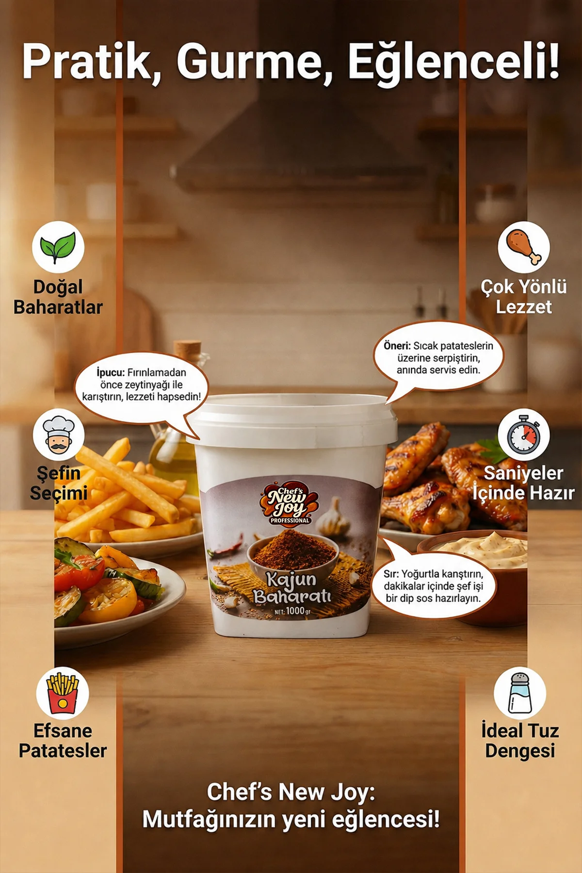 Kajun Baharatı 1000 G x 8 Adet - 1 Koli (Koli Bazlı Avantaj Paketi) görsel 4