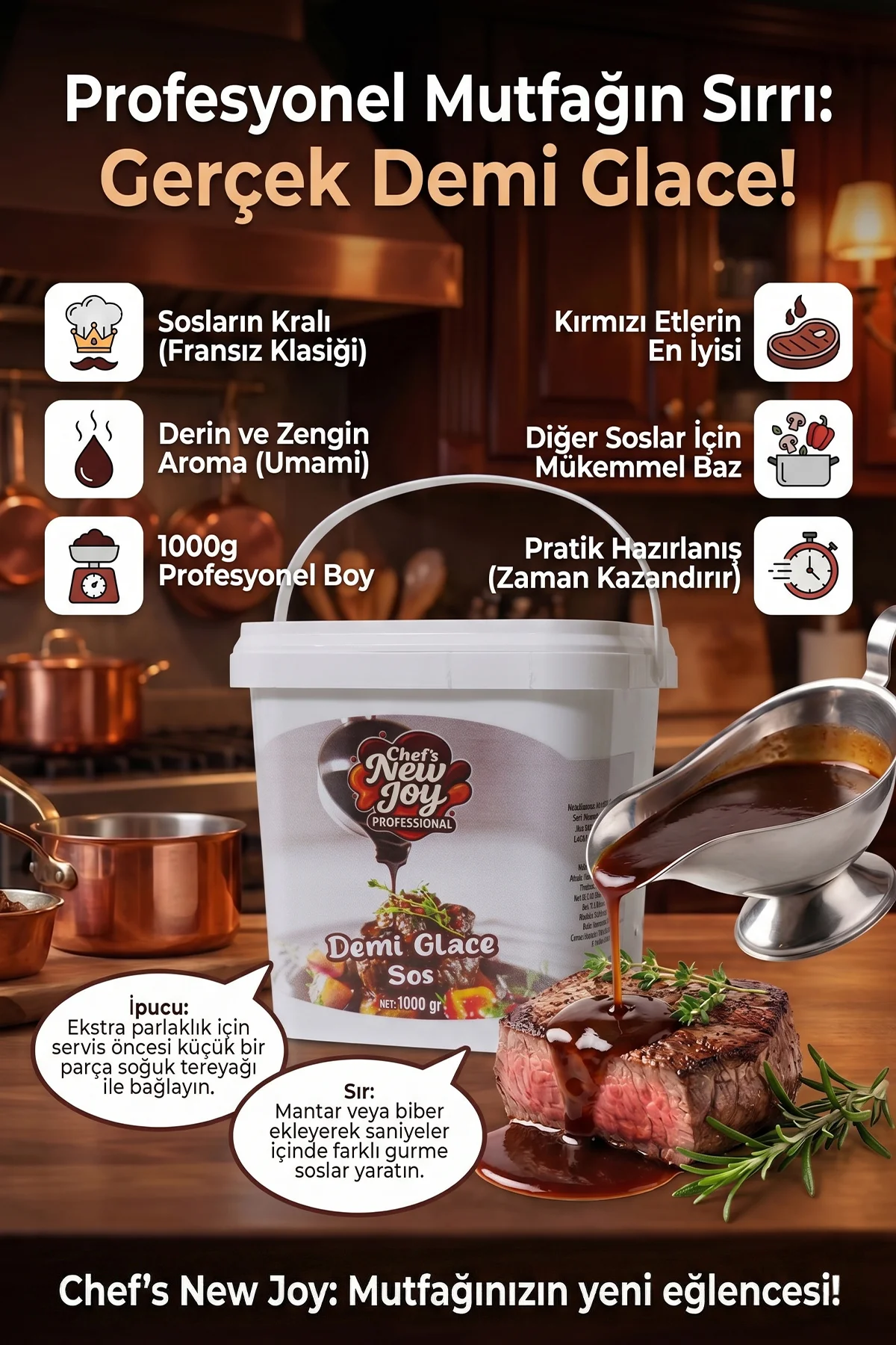 Demi Glace Sauce 1000 gr Sos Tozu görsel 3