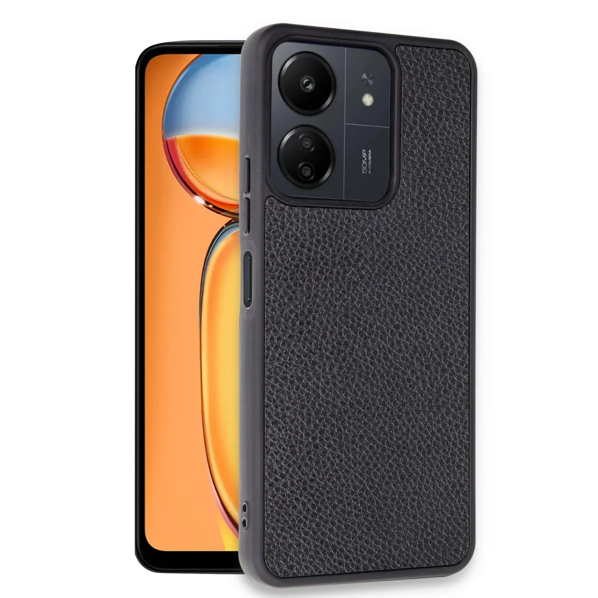 Xiaomi Redmi 13c Kılıf Aras Deri Kapak - Siyah görsel 2