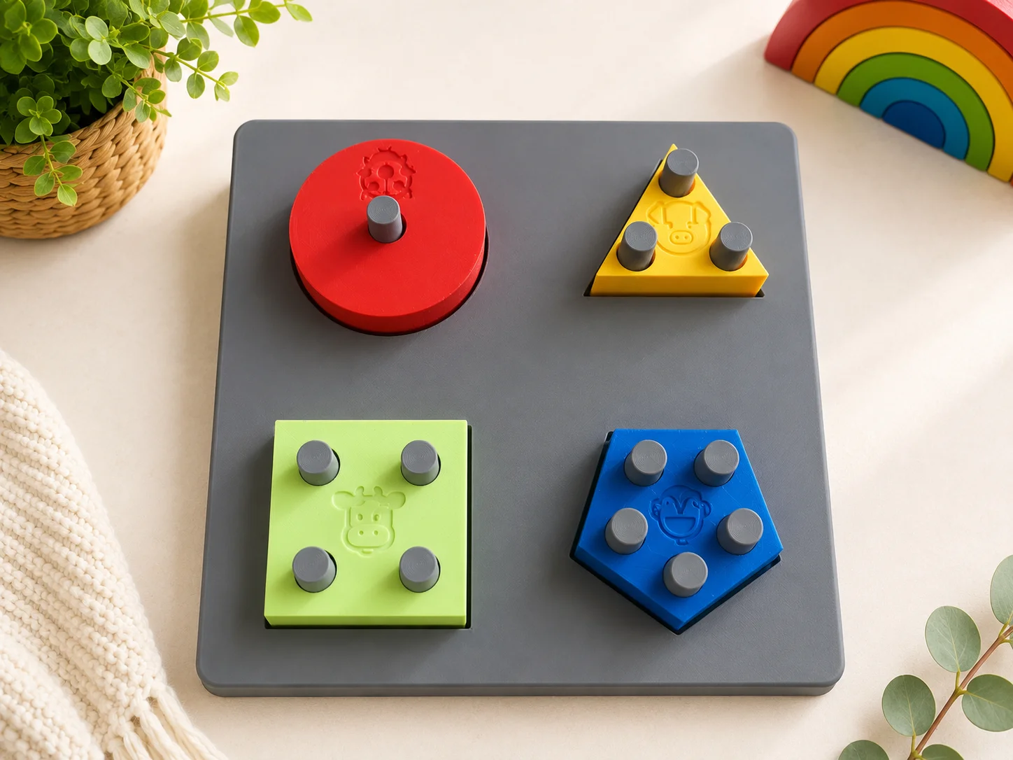 3D Baskı Montessori Şekil Eşleştirme Oyunu - Eğitici İnce Motor Beceri Seti görsel 2