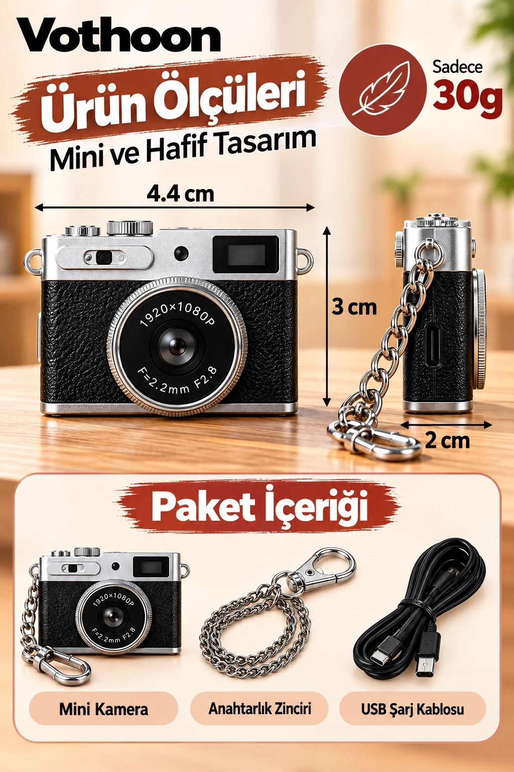 Mini Retro Dijital Kamera 1080P Full HD Fotoğraf & Video Çekimi LCD Ekran Mini Kamera TF Kart Destekli görsel 4