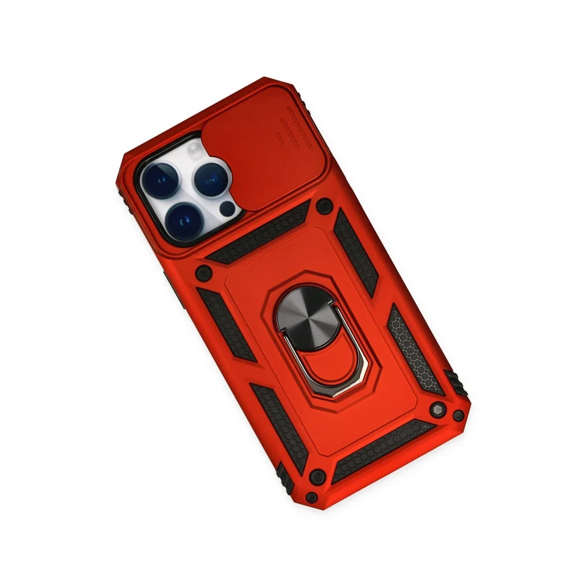 Apple iPhone 14 Pro Max Kılıf Pars Lens Yüzüklü Silikon - Kırmızı görsel 3