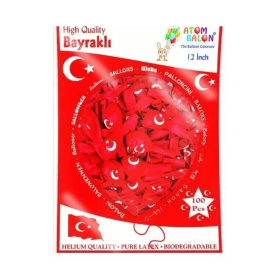 Türk Bayrağı Balonu 100'lü görsel 2