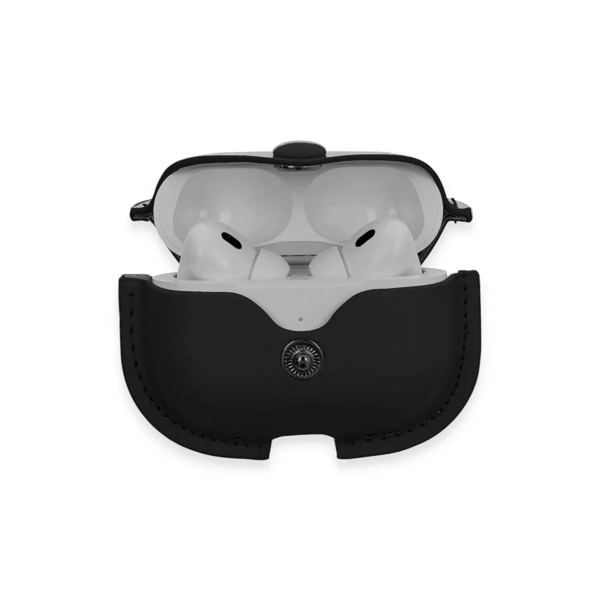 Apple Airpods Pro 2 (2.nesil) Çanta Deri Kılıf - Siyah görsel 3