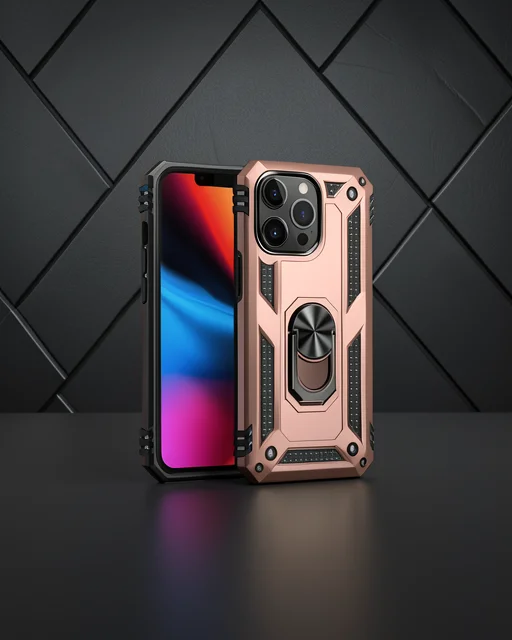 Apple İphone 14 Pro Kılıf Sofya Yüzüklü Silikon Kapak - Rose