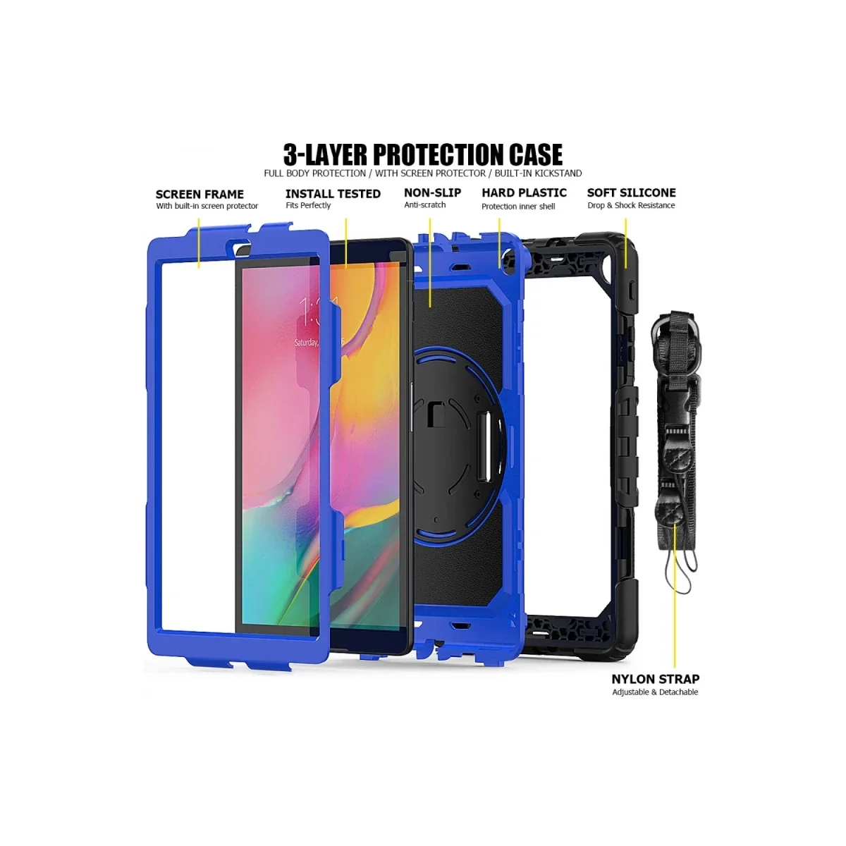 Samsung Galaxy T290 Tab A 8 Kılıf Pars Tablet Kapak - Mavi görsel 4