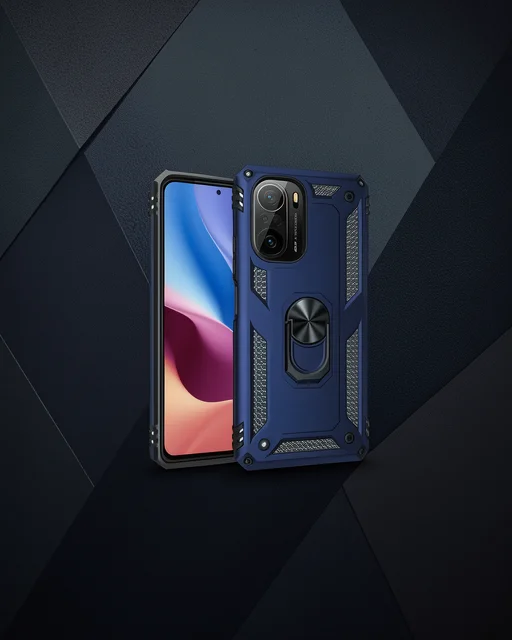 Xiaomi Poco F3 Kılıf Sofya Yüzüklü Silikon Kapak - Lacivert