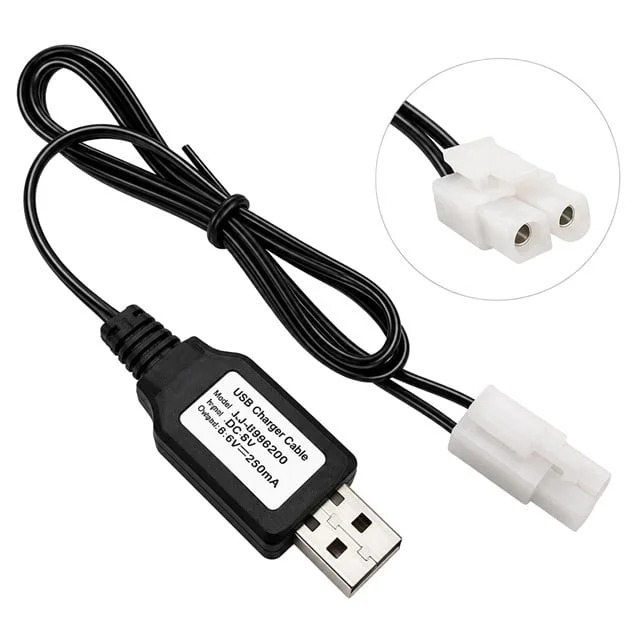 PM-33598 9.6V Ni-Cd 250mA USB Şarj Kablosu KET-2P Tamiya Soketli 30CM